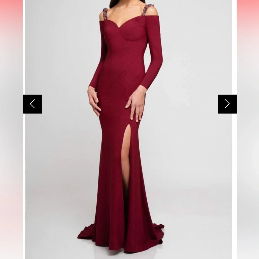 Terani off the shoulder burgundy dress - Picture 1 of 10
